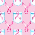 Pattern with a pink ribbon in the month of the fight against breast cancer 2