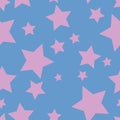 pattern with pink stars on blue background