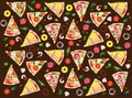 Pattern with pizza pieces Royalty Free Stock Photo