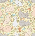 Pattern with playing cats