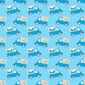 Pattern with post vans. Mail delivery cars