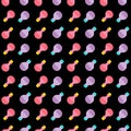 Pattern with potion bottles on a black background. The concept of Halloween. Design of banners, wrapping paper Royalty Free Stock Photo
