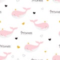 Pattern with princess whale Royalty Free Stock Photo