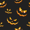 Pattern pumpkins carved faces Royalty Free Stock Photo