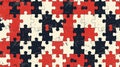 A pattern of a puzzle piece with red, white and black colors, AI Royalty Free Stock Photo