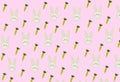 Pattern Rabit and carrot with pink background Royalty Free Stock Photo