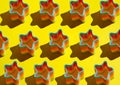 Pattern of ranbow toy on bright yellow background Royalty Free Stock Photo