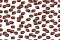 pattern of realistic coffee beans isolated on white background