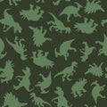 Pattern of realistic silhouettes of dinosaurs. Vector clipart