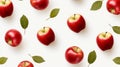 Pattern of red apples on white background Royalty Free Stock Photo