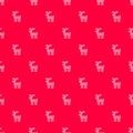 Pattern with red background and white cross stitched deers