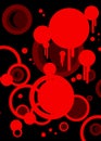 A pattern with red circles and geometric shapes on a black background for your stylish backgrounds Royalty Free Stock Photo