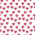 Pattern with red glitter textured hearts confetti on white Royalty Free Stock Photo