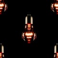 A pattern of red glowing bulbs on a black background. Seamless texture. 3D rendering and 3D illustration Royalty Free Stock Photo