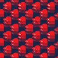 Pattern of red hearts. On a dark isolated background Royalty Free Stock Photo