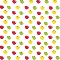 Pattern with red, yellow and green apples on white background. Royalty Free Stock Photo