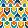 Pattern Retro Atomic teardrops teal orange