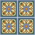 Pattern retro ceramic tile design with floral ornate. Endless texture. Royalty Free Stock Photo