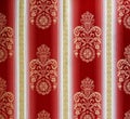 Pattern of retro red and white ornate tapestry Royalty Free Stock Photo