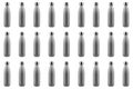 Pattern of reusable steel bottles of grey, isolated on white background. Zero waste, plastic free. Royalty Free Stock Photo