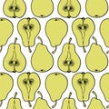 Pattern with ripe pears. Stylized hand drawn Royalty Free Stock Photo