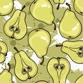 Pattern with ripe pears. Stylized hand drawn Royalty Free Stock Photo