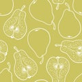 Pattern with ripe pears. Stylized hand drawn Royalty Free Stock Photo