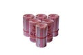 Pattern of roll Thailand bank note on isolated background