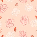 A pattern of roses,hearts.Pastel tone.Fashionable simple design for wrapping paper, fabric production, wallpaper