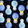 Nesting dolls pattern on black background Royalty Free Stock Photo