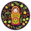 Russian doll matryoshka and abstract flowers Royalty Free Stock Photo
