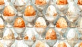 Pattern of Rustic Easter Eggs in Silver Egg Cups Royalty Free Stock Photo