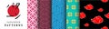 Collection of Japanese Patterns, Oriental Set of Seamless Vector Graphics Royalty Free Stock Photo