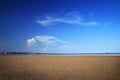 Pattern sand with during the sea down and blue sky