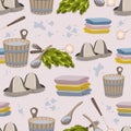 Pattern of sauna accessories. flat vector illustration