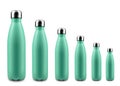 Pattern scale of reusable steel thermo water bottle aqua menthe of color, isolated on white background.