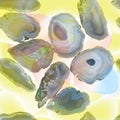 Pattern of scanned slices of natural agate minerals on a yellow background