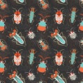 Bugs, Beetles and Scarabs Pattern in Flat