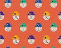 Pattern of scarecrow with different hats and smiles