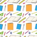 Pattern with school stationery