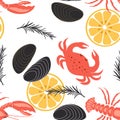 Pattern with seafood