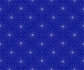 A pattern is a seamless abstract geometric from white contours of flowers on a dark blue background. For fabric.