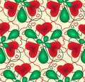 Pattern seamless abstract of hearts and leaves of red and green. For tissue paper, scrapbooking.