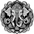 Pattern seamless arts Ganesh hindu gods outline illustration_04