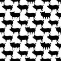 Pattern for seamless background with pigs silhouettes.