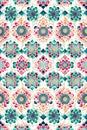 Watercolor arabesque Style of Repeating pattern of intricate mandalas and flowers with lively colors. Generative ai Royalty Free Stock Photo