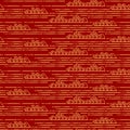 Pattern seamless Chinese traditional oriental ornament background, red golden water. Royalty Free Stock Photo