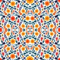 Pattern Seamless of daisies color orange and blue in white background. Generative ai Royalty Free Stock Photo