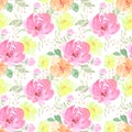 Pattern, seamless drawing a bouquet of flowers on a white background Royalty Free Stock Photo