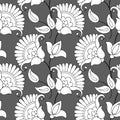 1074 pattern, seamless pattern, elements of plants and flowers, in monochrome colors, ornament for wallpaper
